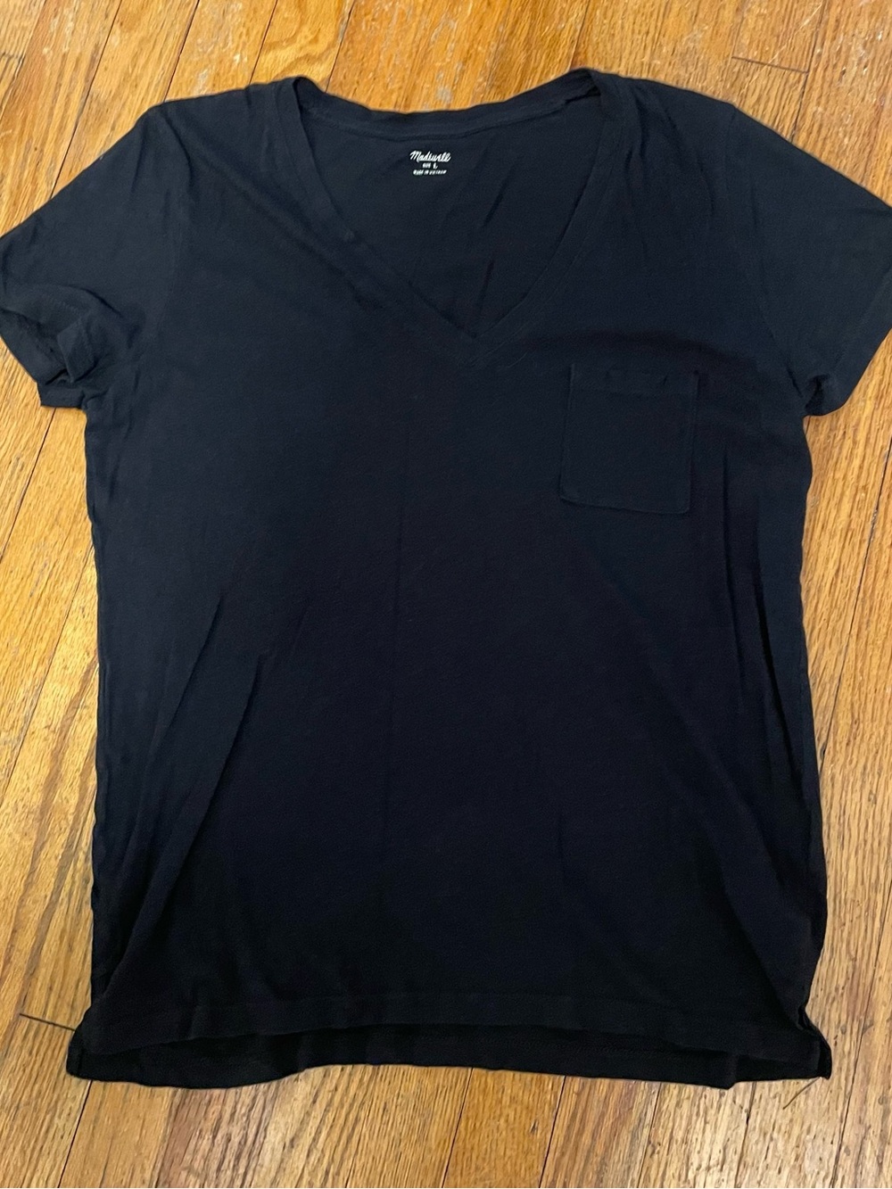 Madewell Black V-Neck Pocket Tee
